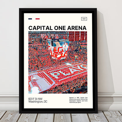 Capital One Arena Print, Washington Capitals Stadium Canvas Art, Man Cave Gift, Floating Framed Canvas Print Wall Art