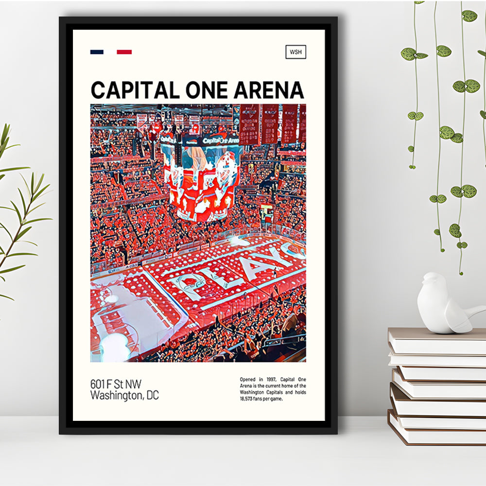 Capital One Arena Print, Washington Capitals Stadium Canvas Art, Man Cave Gift, Floating Framed Canvas Print Wall Art