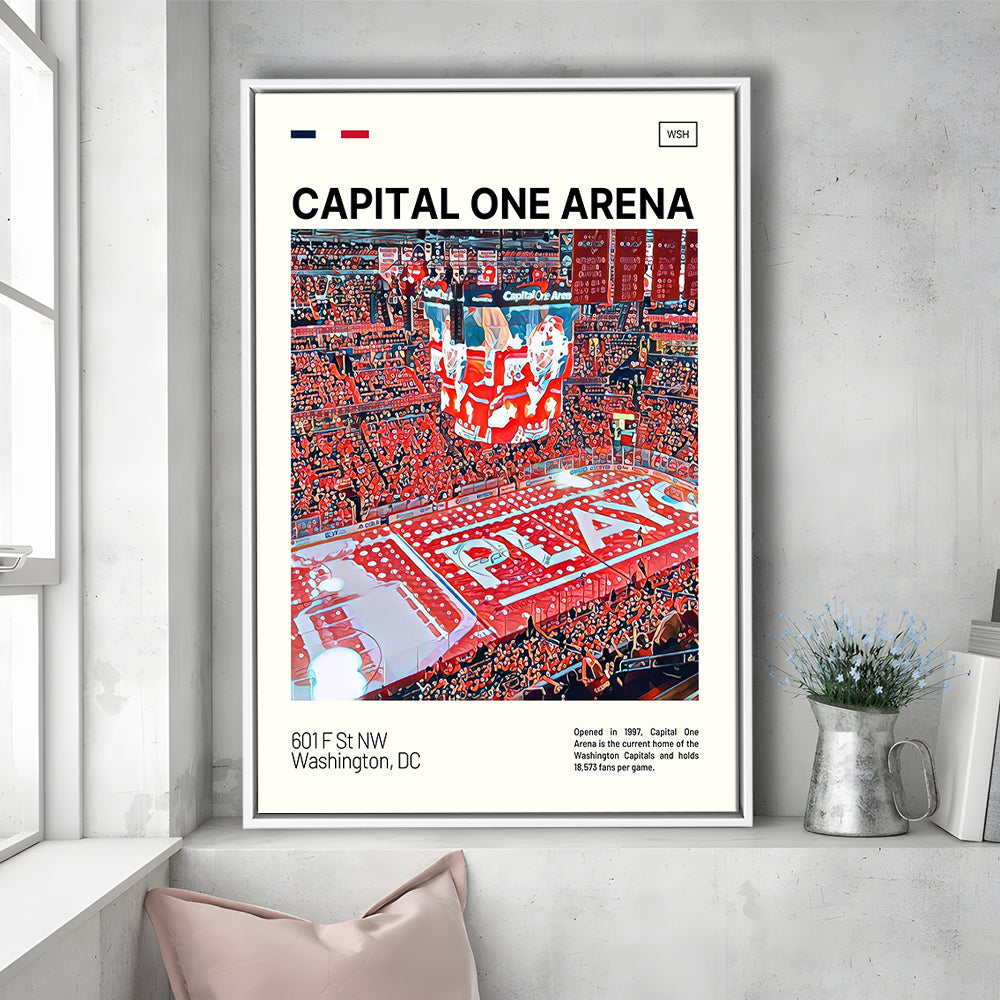 Capital One Arena Print, Washington Capitals Stadium Canvas Art, Man Cave Gift, Floating Framed Canvas Print Wall Art