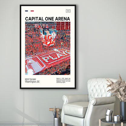 Capital One Arena Print, Washington Capitals Stadium Canvas Art, Man Cave Gift, Floating Framed Canvas Print Wall Art