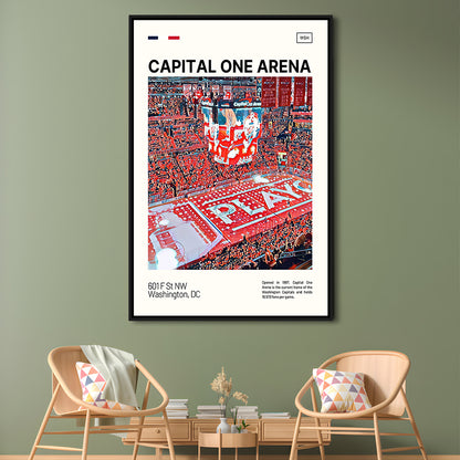 Capital One Arena Print, Washington Capitals Stadium Canvas Art, Man Cave Gift, Floating Framed Canvas Print Wall Art