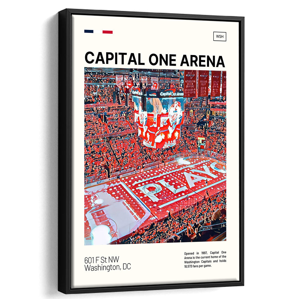 Capital One Arena Print, Washington Capitals Stadium Canvas Art, Man Cave Gift, Floating Framed Canvas Print Wall Art