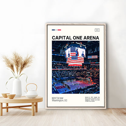 Capital One Arena Print, Washington Wizards Stadium Canvas Art, Man Cave Gift, Floating Framed Canvas Print Wall Art