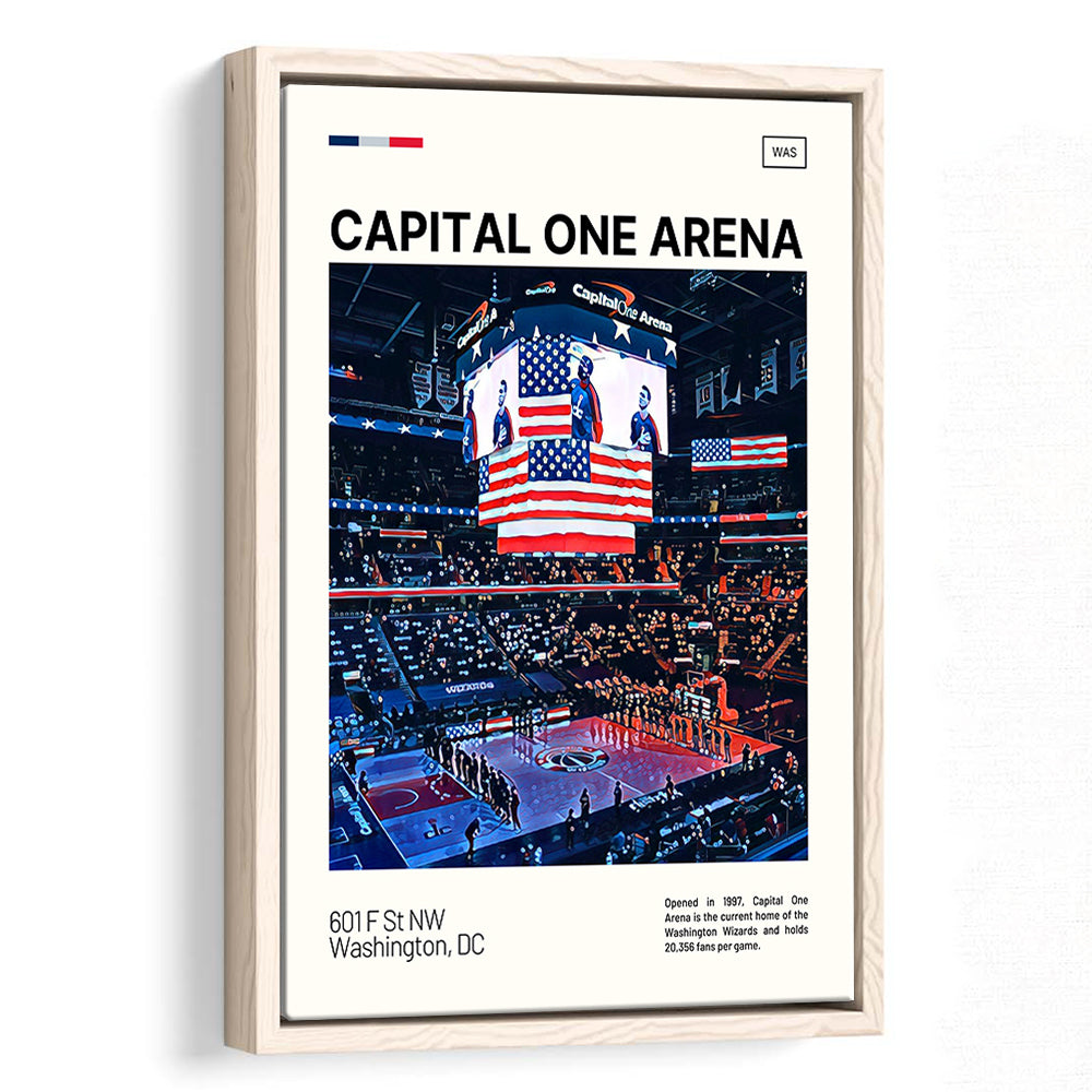 Capital One Arena Print, Washington Wizards Stadium Canvas Art, Man Cave Gift, Floating Framed Canvas Print Wall Art