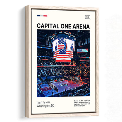 Capital One Arena Print, Washington Wizards Stadium Canvas Art, Man Cave Gift, Floating Framed Canvas Print Wall Art