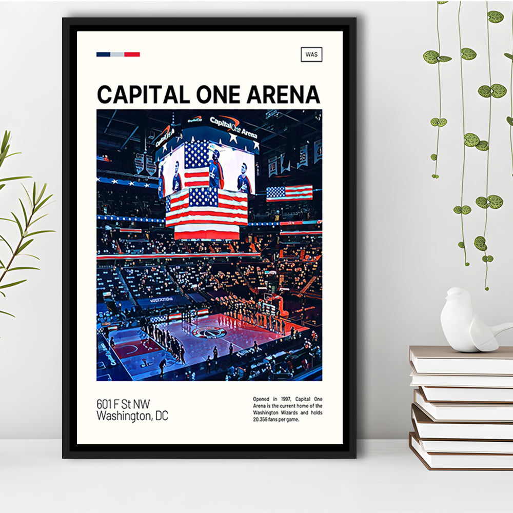 Capital One Arena Print, Washington Wizards Stadium Canvas Art, Man Cave Gift, Floating Framed Canvas Print Wall Art