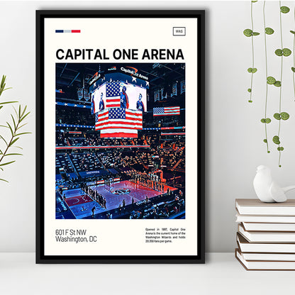 Capital One Arena Print, Washington Wizards Stadium Canvas Art, Man Cave Gift, Floating Framed Canvas Print Wall Art