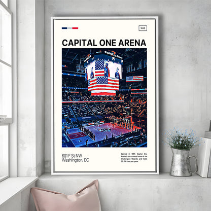 Capital One Arena Print, Washington Wizards Stadium Canvas Art, Man Cave Gift, Floating Framed Canvas Print Wall Art