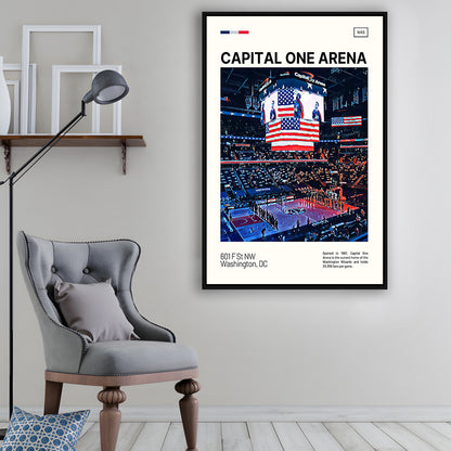Capital One Arena Print, Washington Wizards Stadium Canvas Art, Man Cave Gift, Floating Framed Canvas Print Wall Art