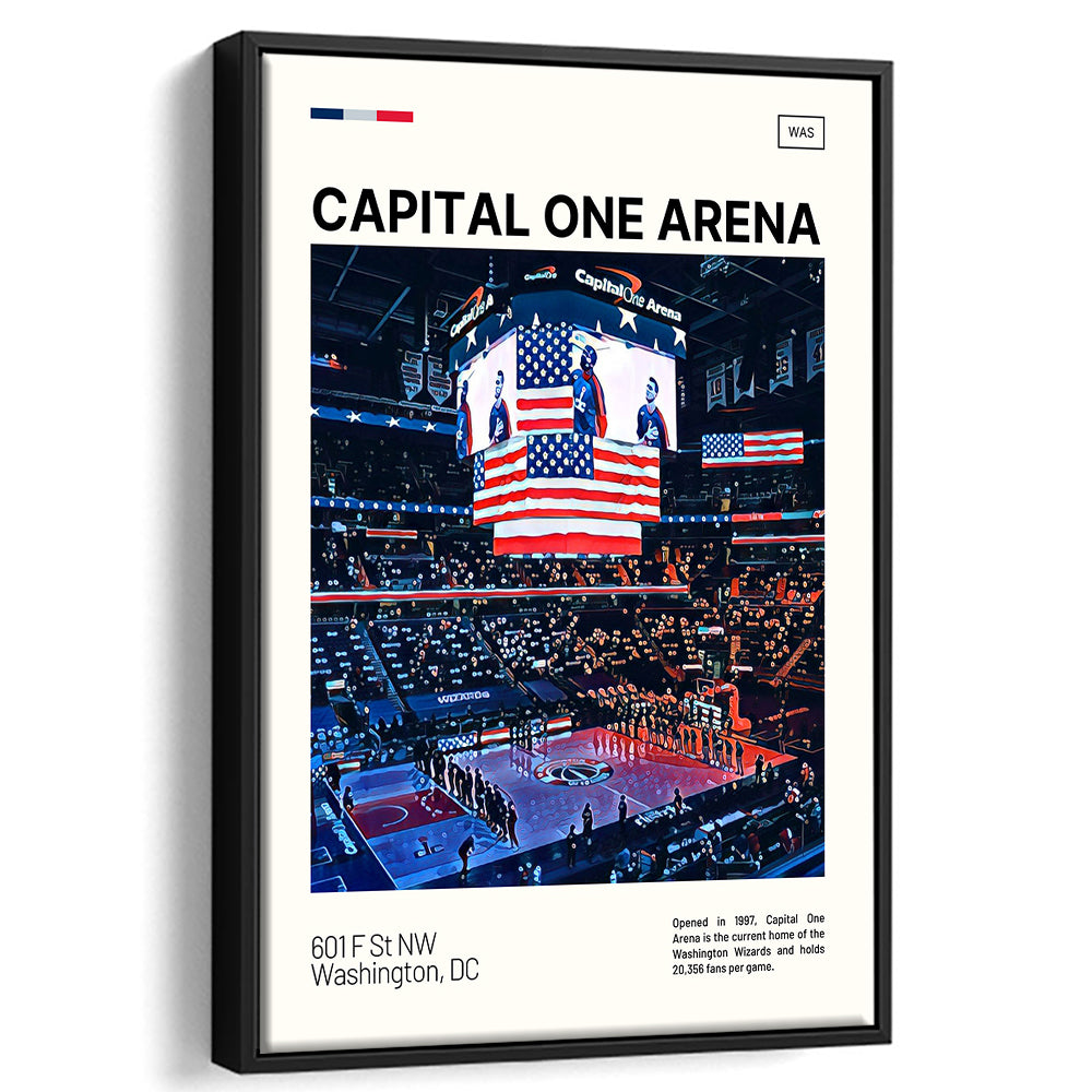 Capital One Arena Print, Washington Wizards Stadium Canvas Art, Man Cave Gift, Floating Framed Canvas Print Wall Art