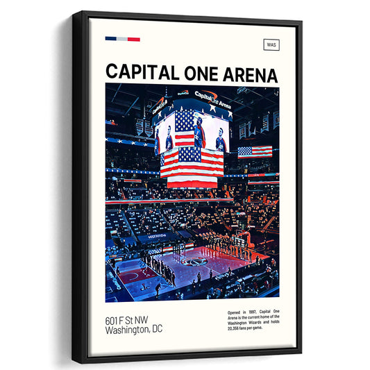 Capital One Arena Print, Washington Wizards Stadium Canvas Art, Man Cave Gift, Floating Framed Canvas Print Wall Art