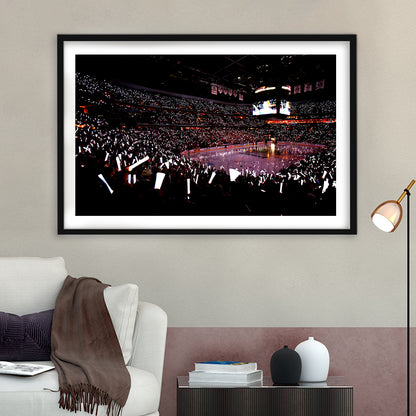 Capital One Arena, Stadium Canvas, Sport Art, Gift for him, White Border Framed Art Print Wall Decor