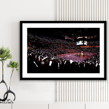 Capital One Arena, Stadium Canvas, Sport Art, Gift for him, White Border Framed Art Print Wall Decor