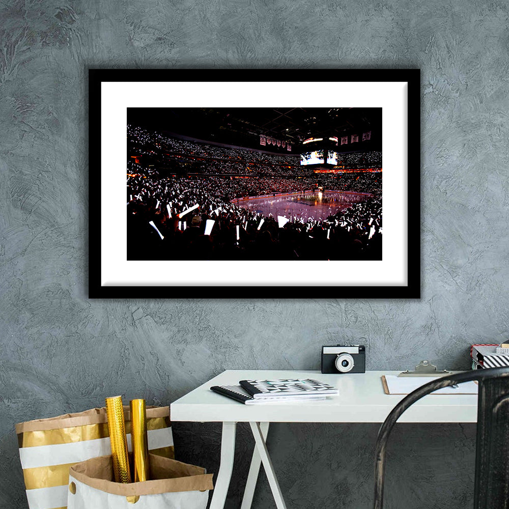 Capital One Arena, Stadium Canvas, Sport Art, Gift for him, White Border Framed Art Print Wall Decor