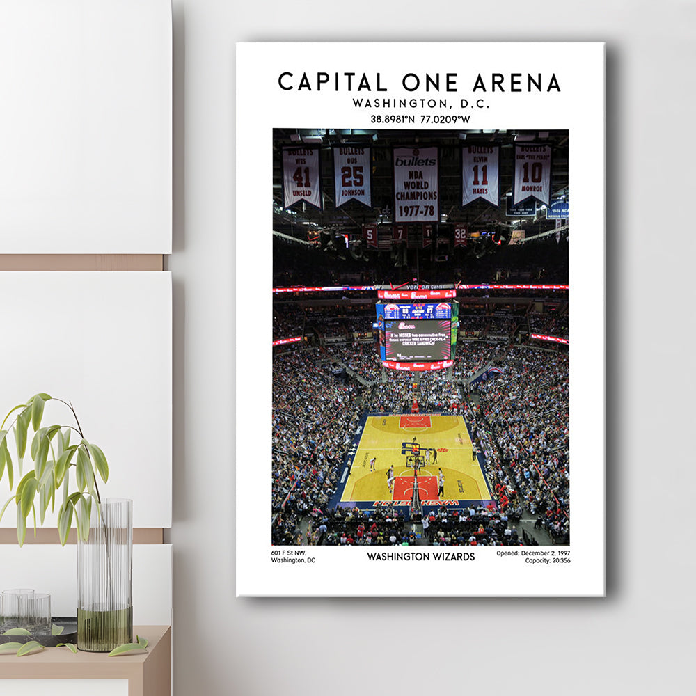Capital One Arena Artwork, Iconic Washington Wizards Basketball Print, Canvas Prints Wall Art, Man Cave Decor