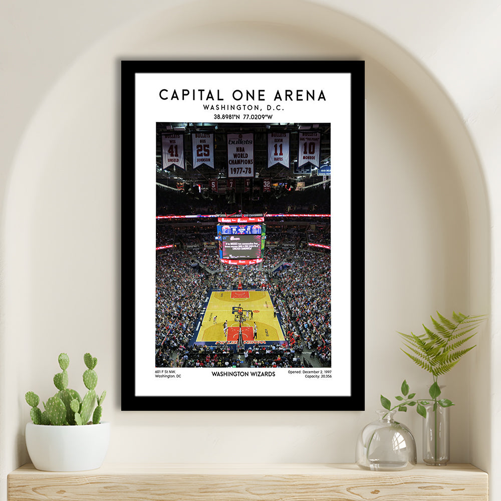 Capital One Arena Artwork, Iconic Washington Wizards Basketball Print, Framed Art Prints Wall Decor
