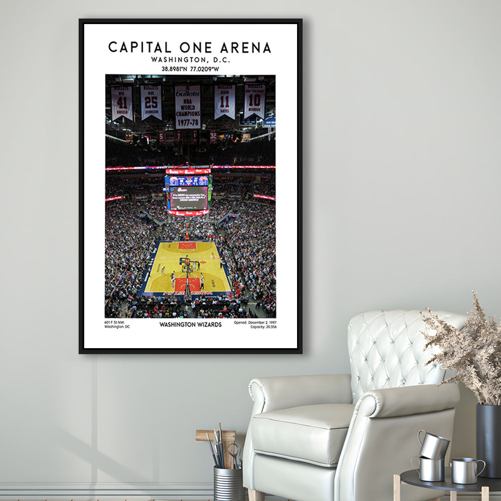 Capital One Arena Artwork, Iconic Washington Wizards Basketball Print, Framed Canvas Prints Wall Art