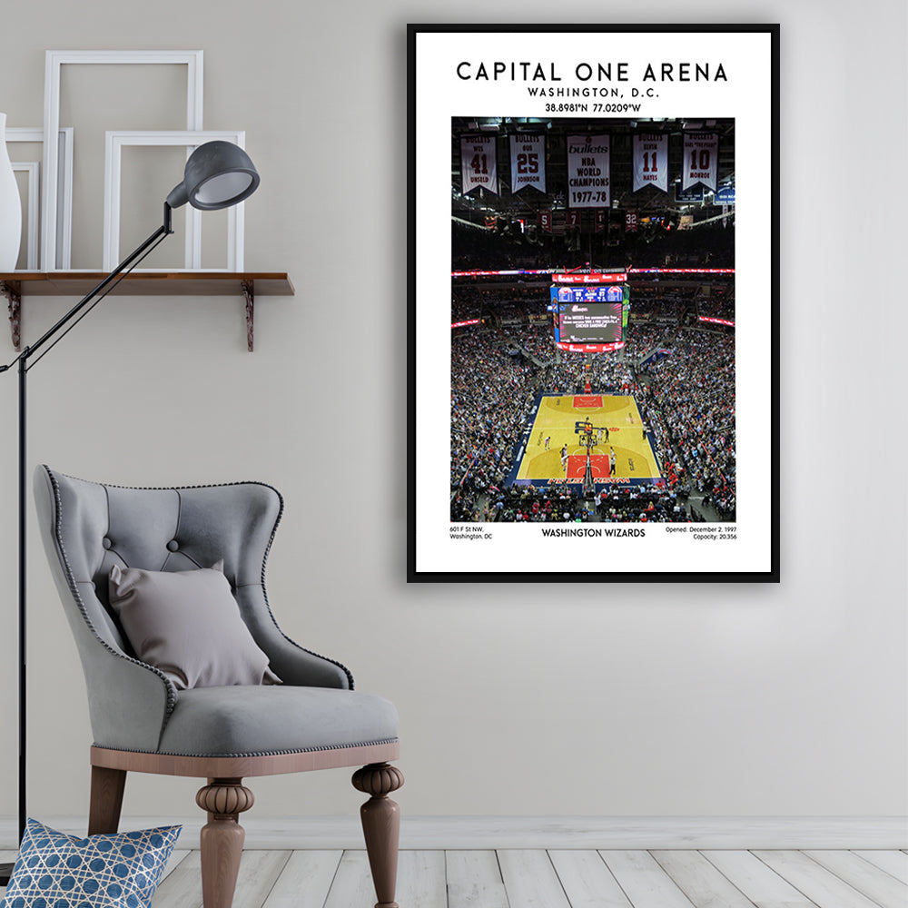 Capital One Arena Artwork, Iconic Washington Wizards Basketball Print, Framed Canvas Prints Wall Art