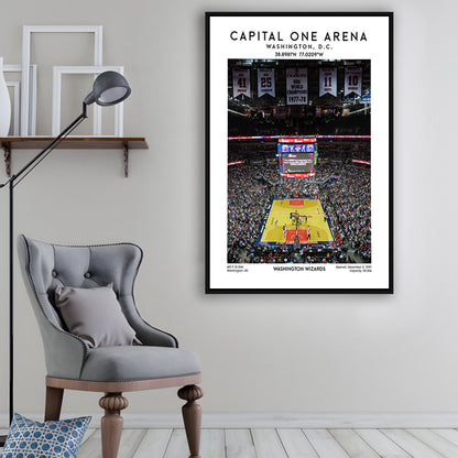 Capital One Arena Artwork, Iconic Washington Wizards Basketball Print, Framed Canvas Prints Wall Art