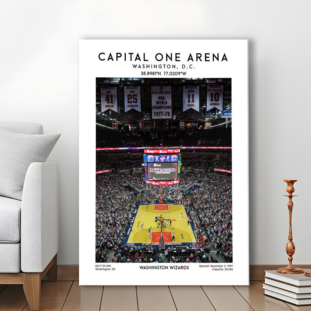 Capital One Arena Artwork, Iconic Washington Wizards Basketball Print, Canvas Prints Wall Art, Man Cave Decor