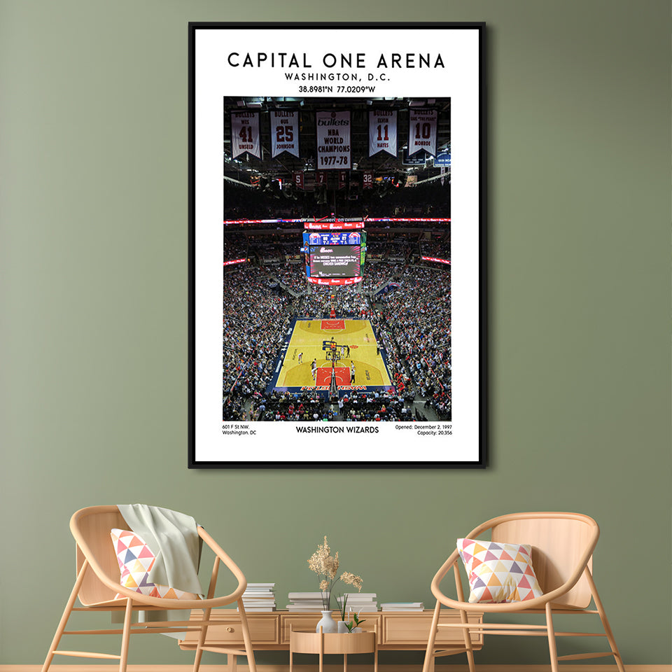 Capital One Arena Artwork, Iconic Washington Wizards Basketball Print, Framed Canvas Prints Wall Art