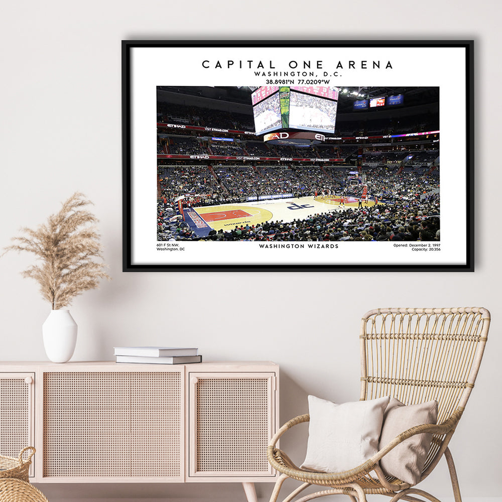 Capital One Arena, Washington Wizards Basketball Art Print, Sport Art Print, Framed Canvas Print Wall Art