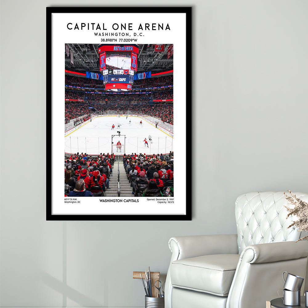 Capital One Arena Print, Iconic Washington Capitals Ice Hockey, Framed Art Prints Wall Decor