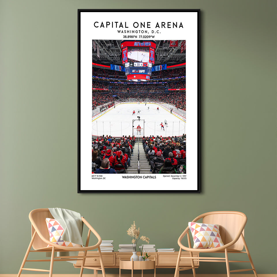 Capital One Arena Print, Iconic Washington Capitals Ice Hockey, Framed Canvas Prints Wall Art