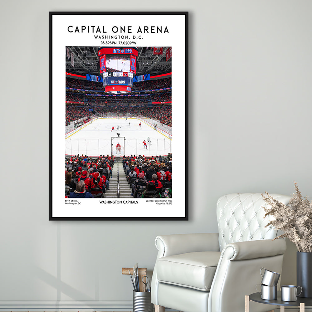 Capital One Arena Print, Iconic Washington Capitals Ice Hockey, Framed Canvas Prints Wall Art