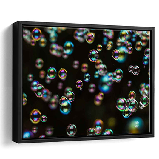Captivating Bubbles Wall Art,Enhance Your Ambiance With This Soap Bubbles, Framed Cavas Print, Floating Frame
