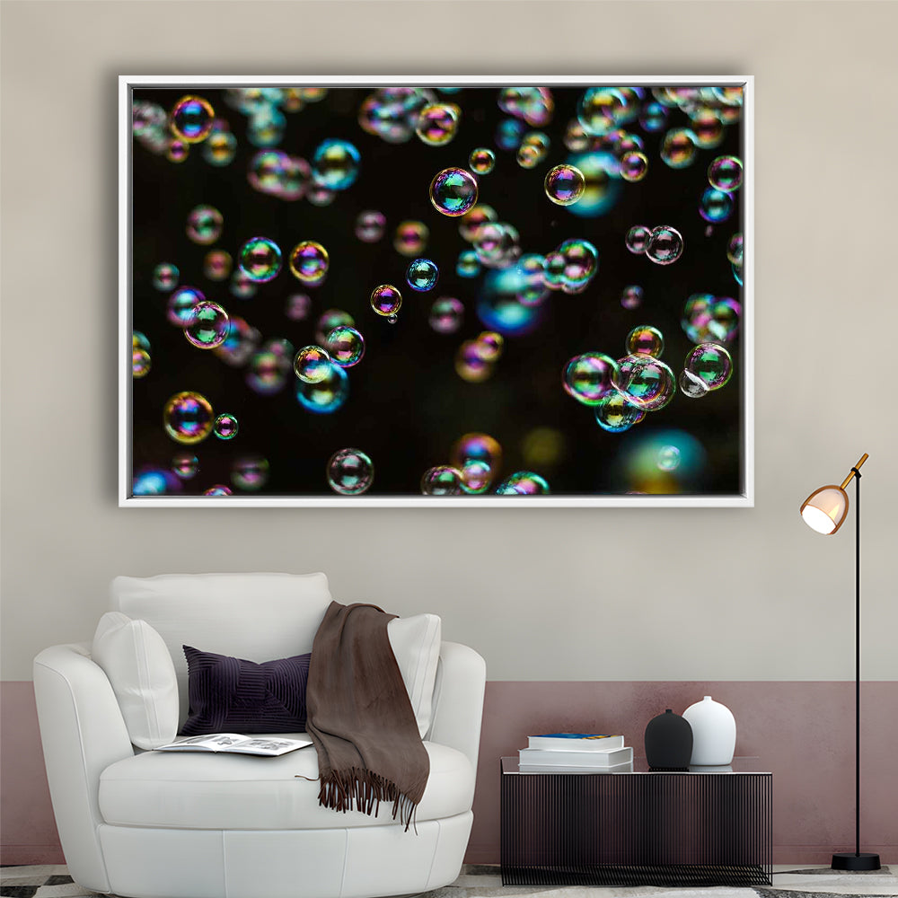 Captivating Bubbles Wall Art,Enhance Your Ambiance With This Soap Bubbles, Framed Cavas Print, Floating Frame