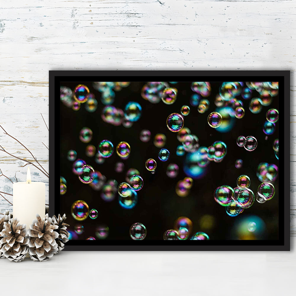 Captivating Bubbles Wall Art,Enhance Your Ambiance With This Soap Bubbles, Framed Cavas Print, Floating Frame