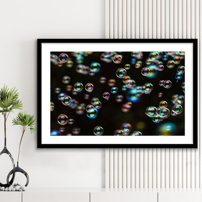 Captivating Bubbles Wall Art,Enhance Your Ambiance With This Artistic Soap Bubbles, Framed Art Print White Border