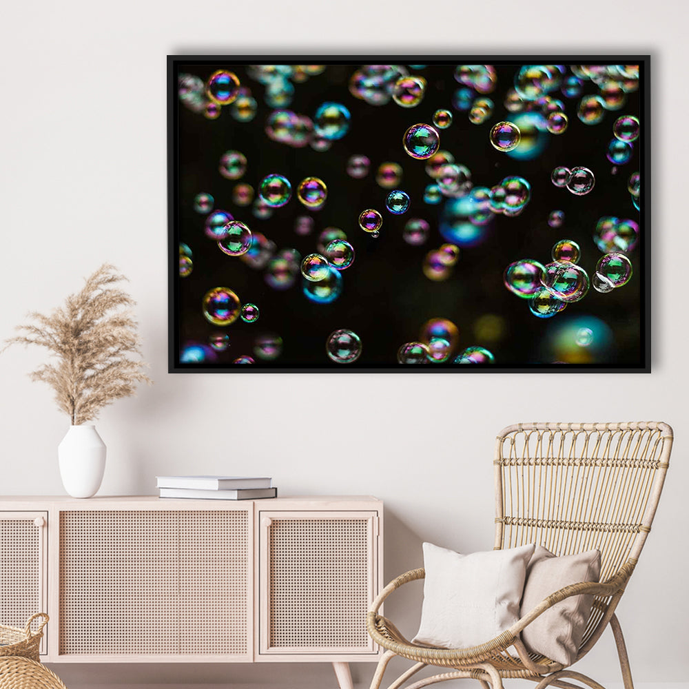 Captivating Bubbles Wall Art,Enhance Your Ambiance With This Soap Bubbles, Framed Cavas Print, Floating Frame