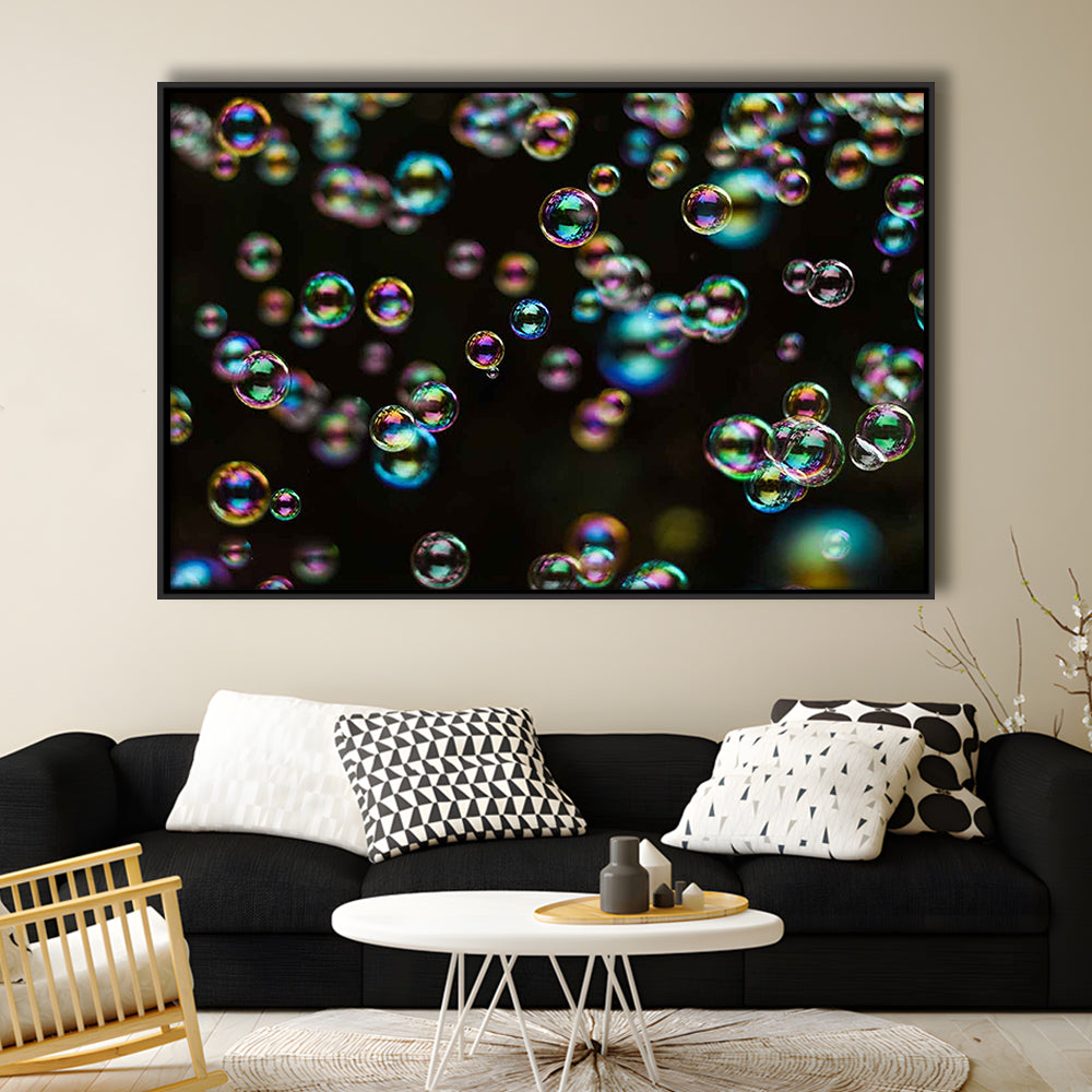 Captivating Bubbles Wall Art,Enhance Your Ambiance With This Soap Bubbles, Framed Cavas Print, Floating Frame