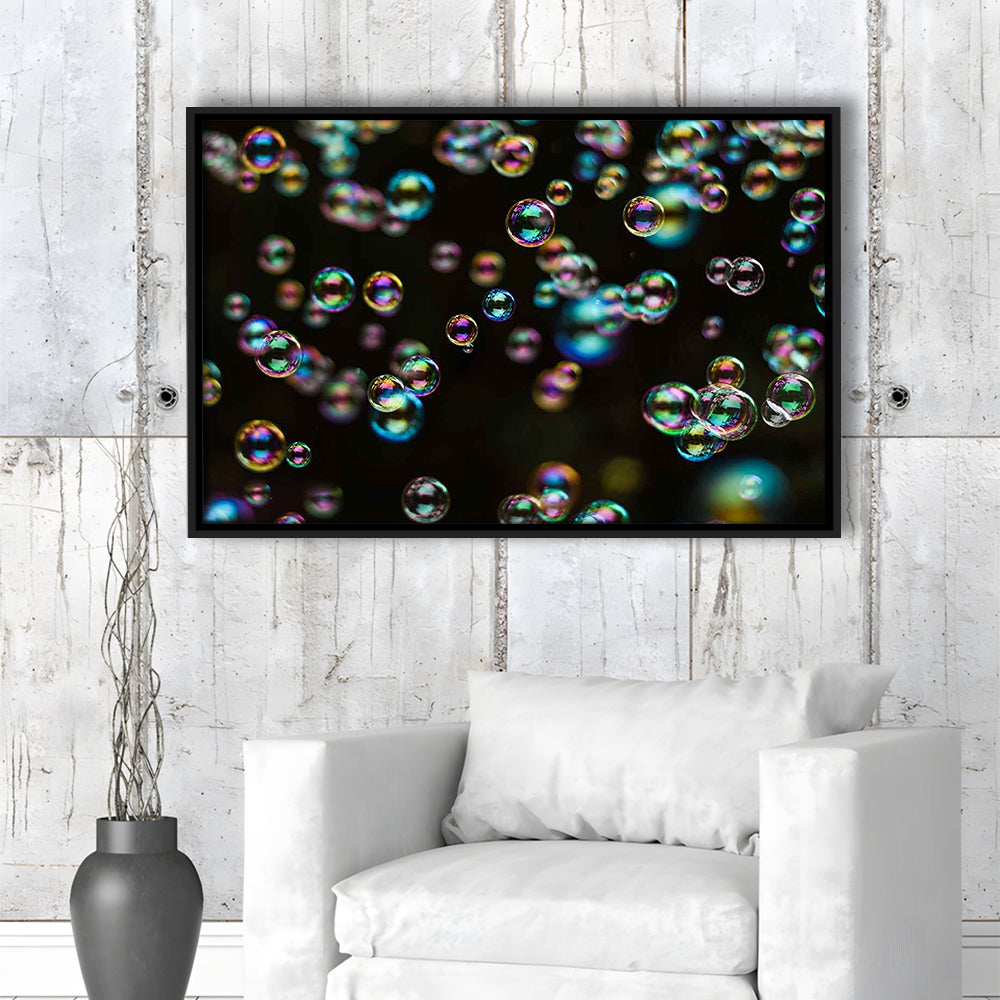 Captivating Bubbles Wall Art,Enhance Your Ambiance With This Soap Bubbles, Framed Cavas Print, Floating Frame