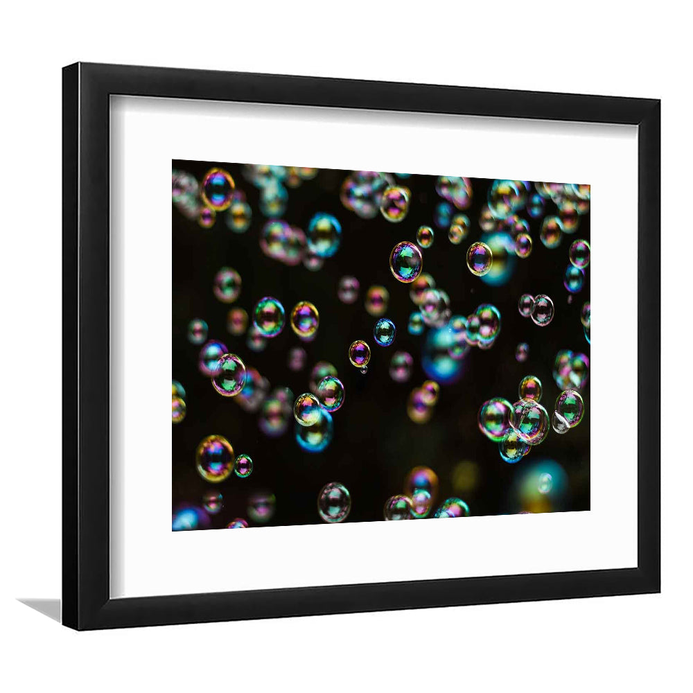Captivating Bubbles Wall Art,Enhance Your Ambiance With This Artistic Soap Bubbles, Framed Art Print White Border