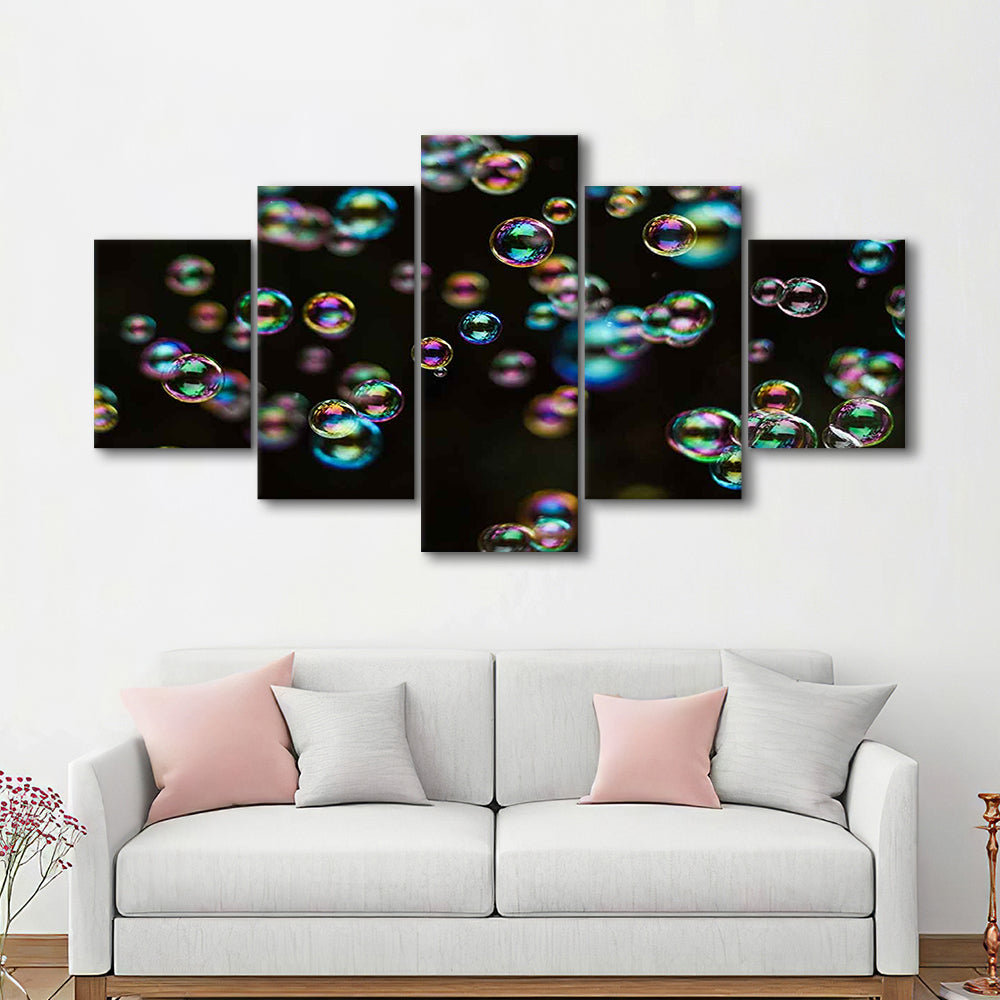 Captivating Bubbles Wall Art,Enhance Your Ambiance with this Artistic Soap Bubbles, 5 Piece Large Cavas Print Wall Art