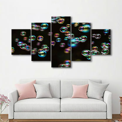 Captivating Bubbles Wall Art,Enhance Your Ambiance with this Artistic Soap Bubbles, 5 Piece Large Cavas Print Wall Art