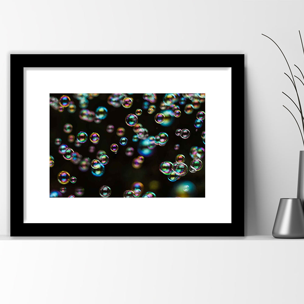 Captivating Bubbles Wall Art,Enhance Your Ambiance With This Artistic Soap Bubbles, Framed Art Print White Border