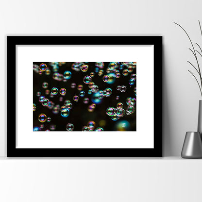 Captivating Bubbles Wall Art,Enhance Your Ambiance With This Artistic Soap Bubbles, Framed Art Print White Border
