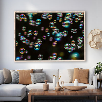Captivating Bubbles Wall Art,Enhance Your Ambiance With This Soap Bubbles, Framed Cavas Print, Floating Frame