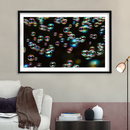 Captivating Bubbles Wall Art,Enhance Your Ambiance With This Artistic Soap Bubbles, Framed Art Print White Border