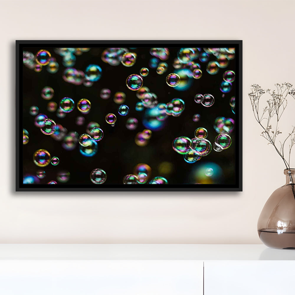 Captivating Bubbles Wall Art,Enhance Your Ambiance With This Soap Bubbles, Framed Cavas Print, Floating Frame