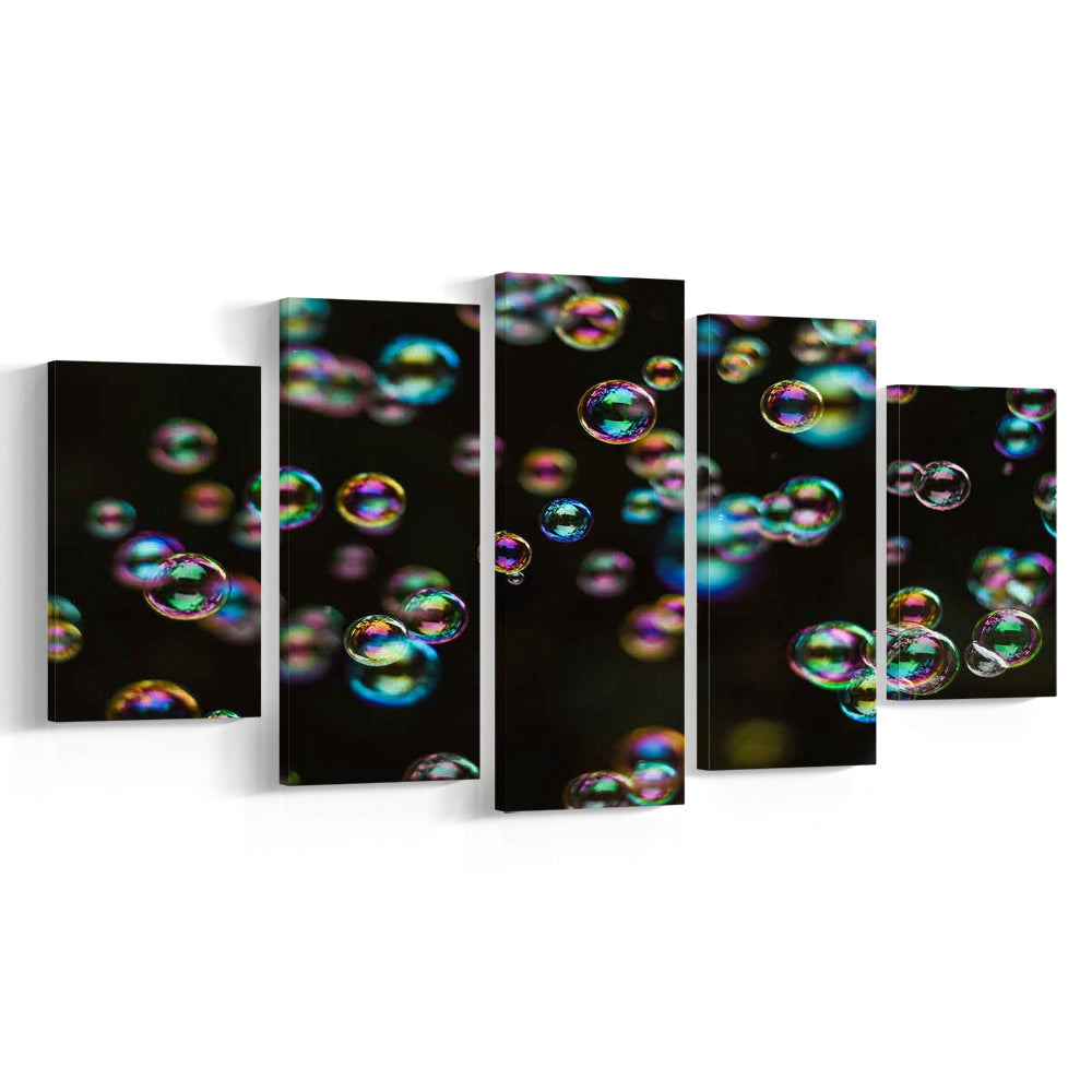 Captivating Bubbles Wall Art,Enhance Your Ambiance with this Artistic Soap Bubbles, 5 Piece Large Cavas Print Wall Art