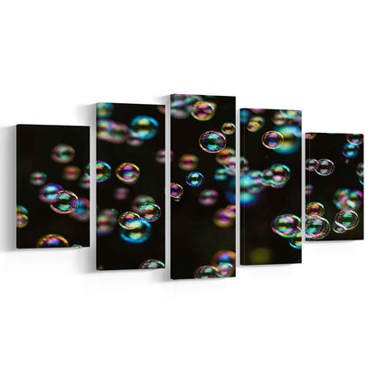 Captivating Bubbles Wall Art,Enhance Your Ambiance with this Artistic Soap Bubbles, 5 Piece Large Cavas Print Wall Art