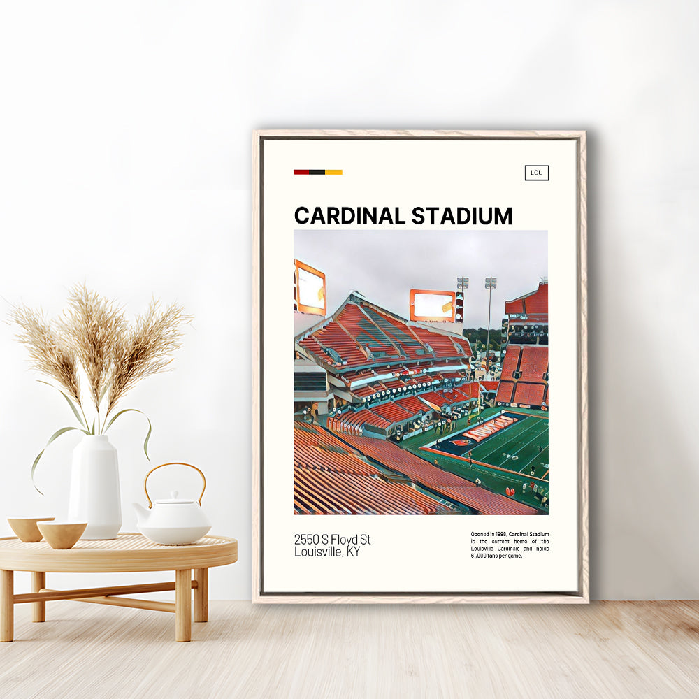 Cardinal Stadium Print, Louisville Cardinals Stadium Canvas Art, Man Cave Gift, Floating Framed Canvas Print Wall Art