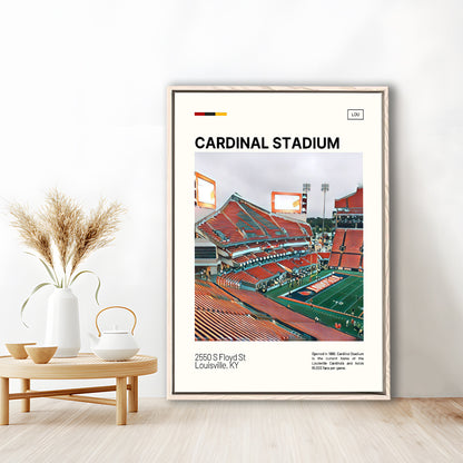 Cardinal Stadium Print, Louisville Cardinals Stadium Canvas Art, Man Cave Gift, Floating Framed Canvas Print Wall Art