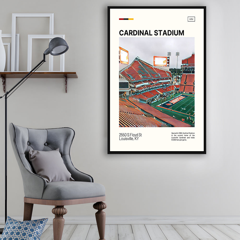 Cardinal Stadium Print, Louisville Cardinals Stadium Canvas Art, Man Cave Gift, Floating Framed Canvas Print Wall Art
