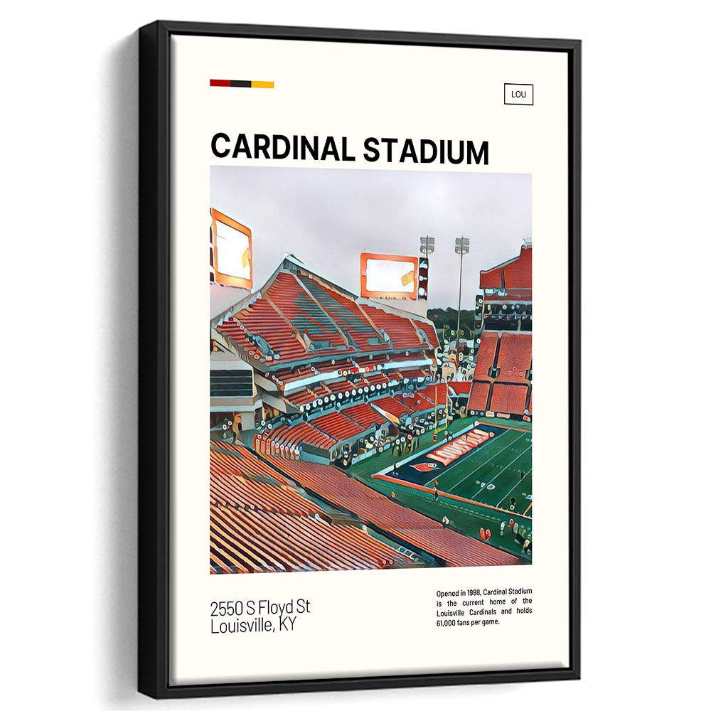 Cardinal Stadium Print, Louisville Cardinals Stadium Canvas Art, Man Cave Gift, Floating Framed Canvas Print Wall Art